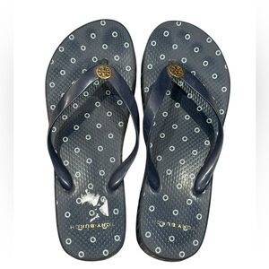 Tory Burch Dark Blue Polka Dot Sandals